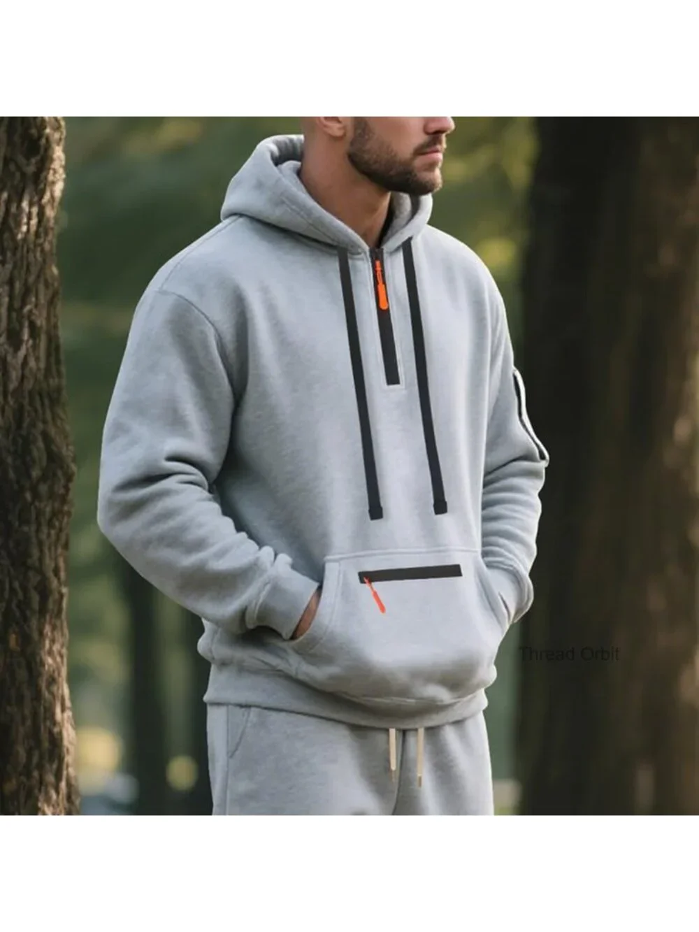 Men's Fleece Quarter Zip Pullover Hoodie Athletic Workout Sweatshirt with